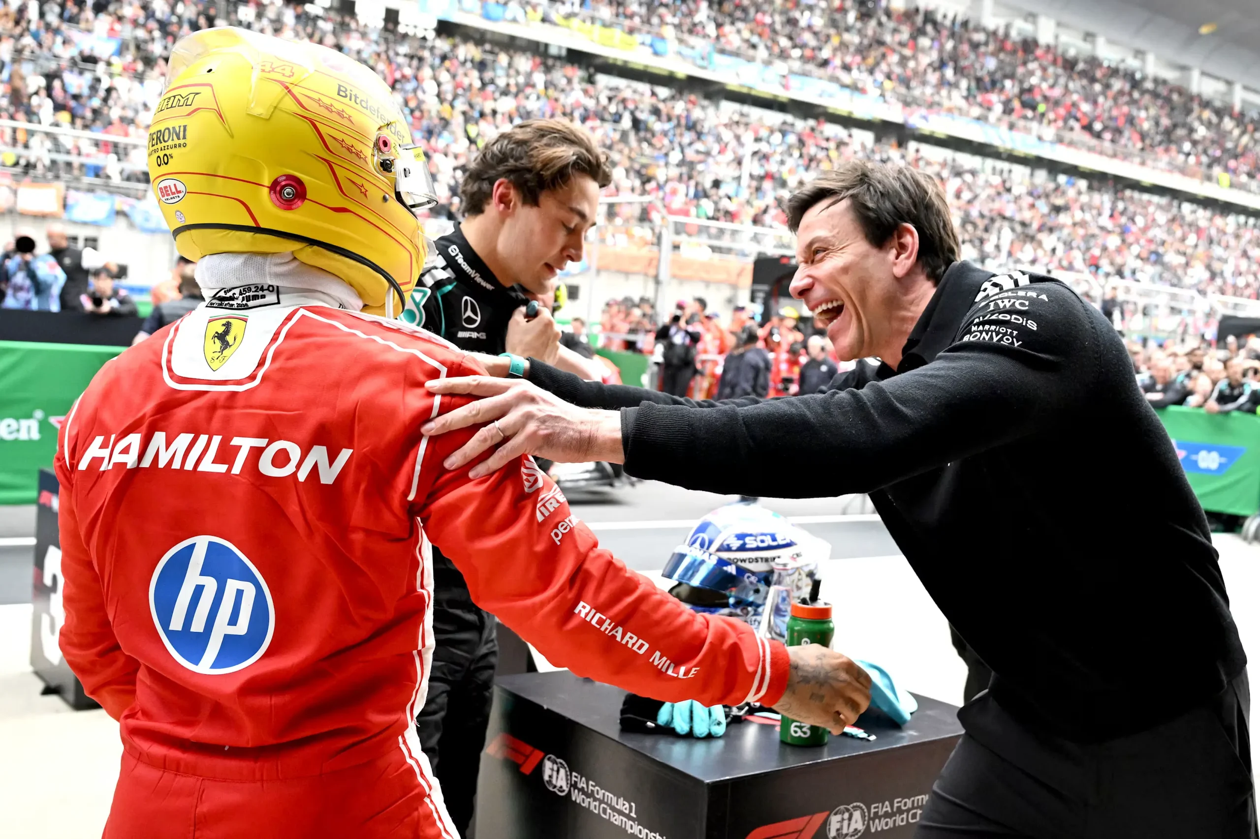 ルイス・ハミルトン選手、中国F1 グランプリで歓喜！アントネッリ、ラッセルと感動の共演